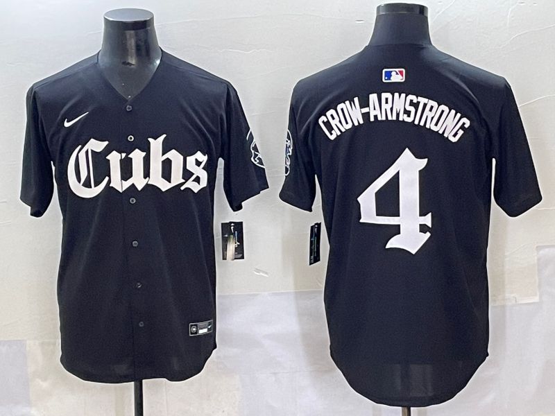 Men 2025 Chicago Cubs #4 Crow-Armstrong Black Five generations Joint Name Nike MLB Jersey style 1->chicago cubs->MLB Jersey